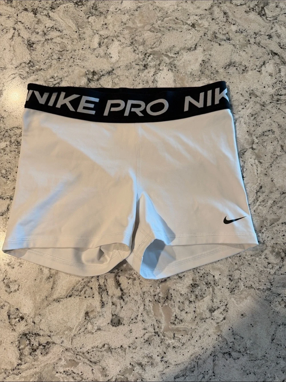 Nike White Pro Compression Bike Shorts with Black Logo Waistband